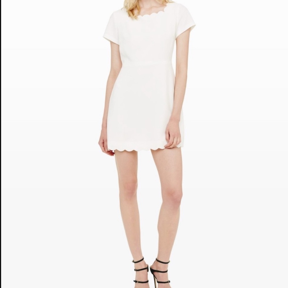 Club Monaco Avalin White Mini Scalloped Dress